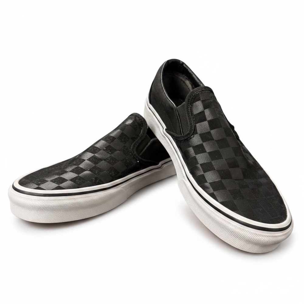 Vans Classic Slip-On Black Tonal Checkerboard Canvas Skate Shoes 8.5 M 10 W